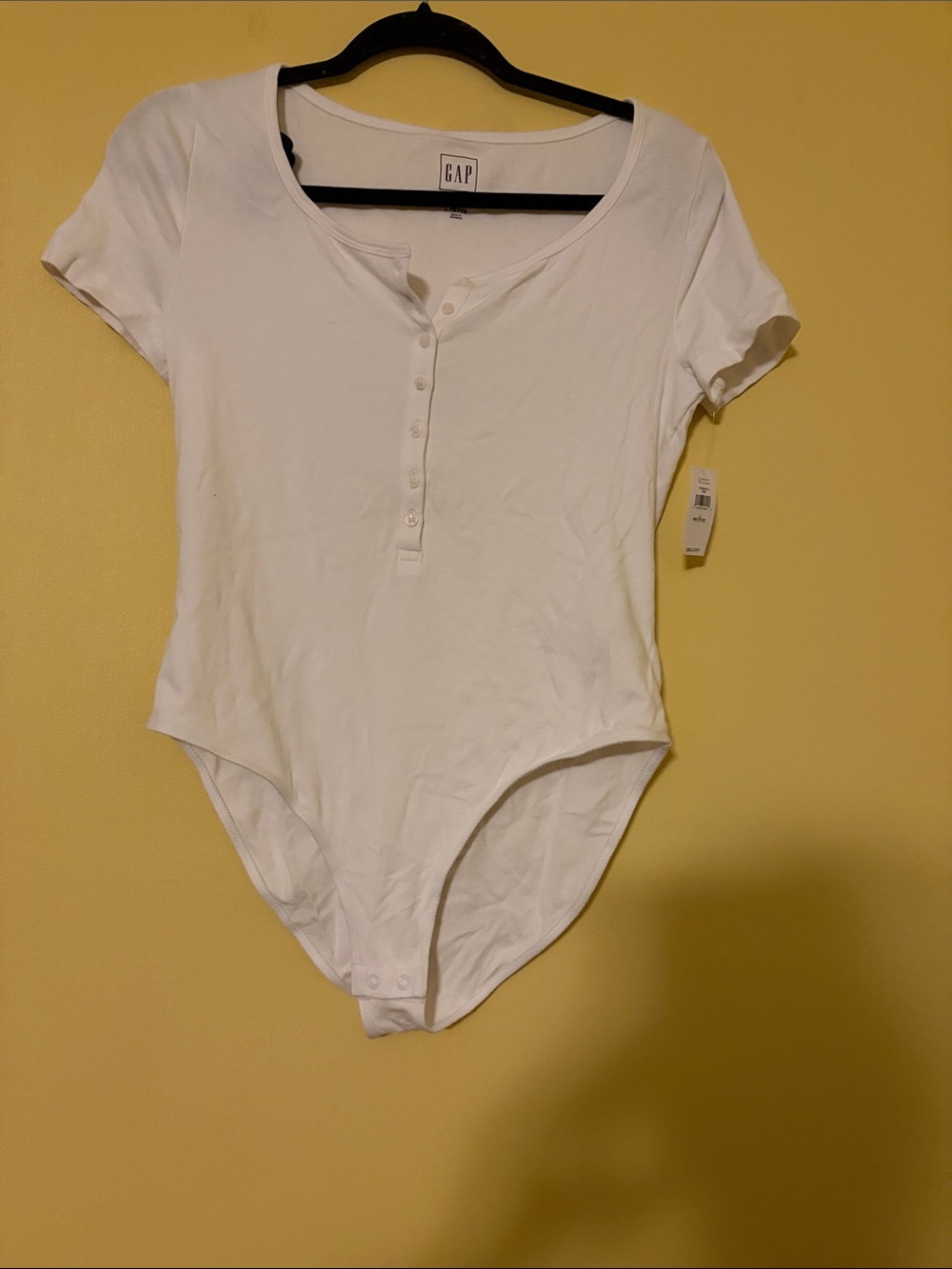 GAP White Short Sleeve Henley Bodysuit
